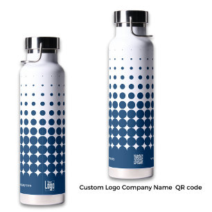 Bouteille D'eau Nom de logo moderne QR-code WWW Bleu Blanc Demi-te