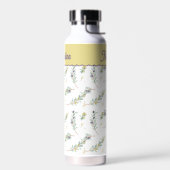 Bouteille D'eau Nom de monogramme de branche d'olive vert sauge (Gauche)