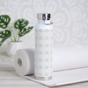 Bouteille D'eau Nom de monogramme répétitif Toile Bleue Victorienn