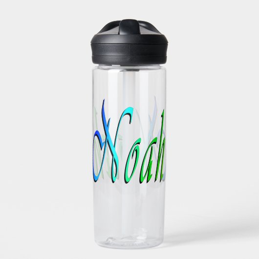 Bouteille D'eau Nom de Noé vert et bleu (Extérieur)