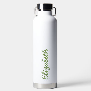 Bouteille D'eau Nom de script manuscrit vert simple et tendance