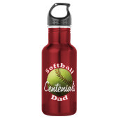 Bouteille D'eau Nom d'équipe de papa du base-ball (Devant)