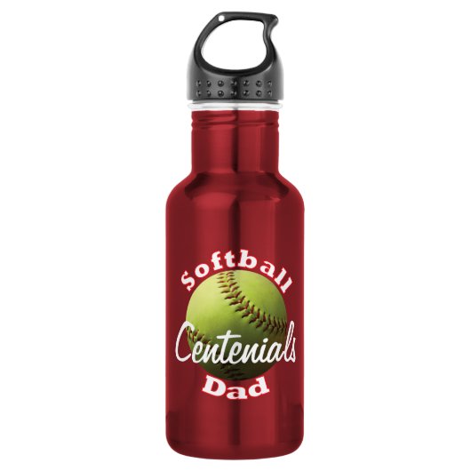 Bouteille D'eau Nom d'équipe de papa du base-ball (Devant)