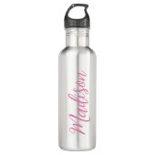 Bouteille D'eau Nom des filles roses tendance Script manuscrit per (Devant)