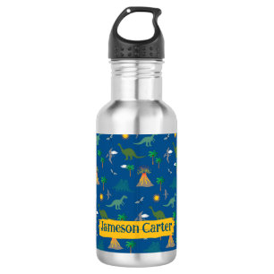 Bouteille D'eau Nom des Plantes Motifs de la faune du dinosaure bl