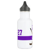 Bouteille D'eau Nom du joueur de hockey personnalisé Numéro violet (Gauche)