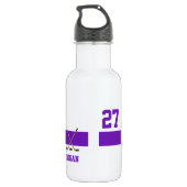 Bouteille D'eau Nom du joueur de hockey personnalisé Numéro violet (Dos)
