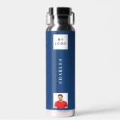 Bouteille D'eau Nom du logo de l'entreprise photo bleu marine (Avant)