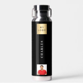 Bouteille D'eau Nom du logo de l'entreprise photo noir (Avant)