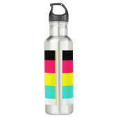 Bouteille D'eau Nom du monogramme de bande de blocs de couleur noi (Dos)