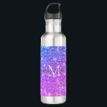 Bouteille D'eau Nom du monogramme de la Parties scintillant rose e<br><div class="desc">Fille violet et rose Parties scintillant Monogramme Nom parties scintillant rose violet tendance,  style romantique girly belle,  forme couleur abstrait sucré,  mode beauté romance amour,  art brillant brillant coloré,  étincelle brillante métallique brillant,  brillant brillant brillant brillant,  luxe motif brillant,  tendance parties scintillant rose violet, </div>
