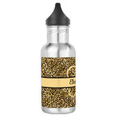 Bouteille D'eau Nom du monogramme Empreinte de léopard d'or noir C (Gauche)