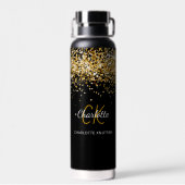 Bouteille D'eau Nom du monogramme en or noir (Arrière)