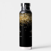 Bouteille D'eau Nom du monogramme en or noir (Gauche)