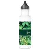 Bouteille D'eau Nom du monogramme Feuille de raisin vert (Gauche)