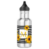 Bouteille D'eau Nom du monogramme Fleur jaune Bande noire (Droite)