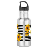 Bouteille D'eau Nom du monogramme Fleur jaune Bande noire (Dos)