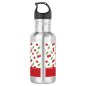 Bouteille D'eau Nom du monogramme Motif de cerisier rouge mou (Dos)