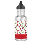 Bouteille D'eau Nom du monogramme Motif de cerisier rouge mou (Gauche)