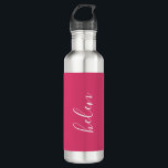 Bouteille D'eau Nom du script Cadeau personnalisé rose personnalis<br><div class="desc">Une magnifique bouteille d'eau avec un nom personnalisé dans une police de script moderne et élégante. En rose et blanc. Merveilleux comme une fête des mères,  vacances,  anniversaire,  ménage ou cadeau de servante d'honneur.</div>