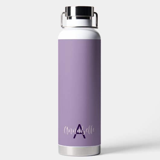 Bouteille D'eau Nom du script chic & Monogram Solid Indigo Purple (Plage)