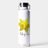 Bouteille D'eau Nom du script de la fleur de jonquille jaune (Arrière)