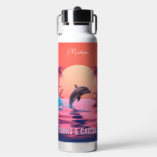 Bouteille D'eau Nom et texte personnalisés Turcs et Caicos Dauphin