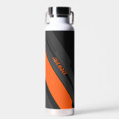Bouteille D'eau Nom Géométrique Orange Noir Moderne (Avant)