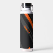 Bouteille D'eau Nom Géométrique Orange Noir Moderne (Arrière)