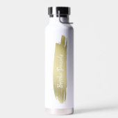 Bouteille D'eau Nom moderne Blanc et or Élégant (Gauche)