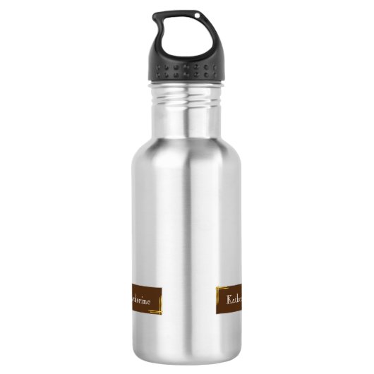 Bouteille D'eau Nom moderne simple Brown (Dos)