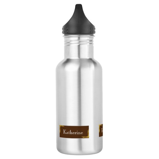 Bouteille D'eau Nom moderne simple Brown (Gauche)