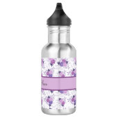 Bouteille D'eau Nom Monogramme Fleurs Rose Violet Filles (Droite)