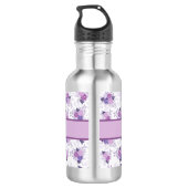 Bouteille D'eau Nom Monogramme Fleurs Rose Violet Filles (Dos)