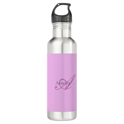 Bouteille D'eau Nom Monogramme Lettre initiale Orchid & Lilac (Devant)