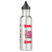 Bouteille D'eau Nom monogramme Roses roses roses | (Droite)
