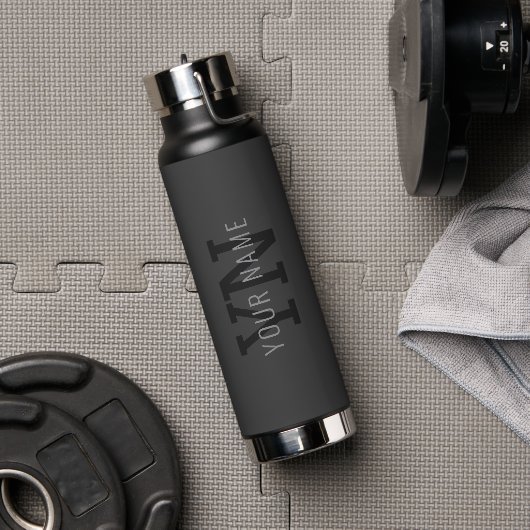 Bouteille D'eau Nom monographique moderne gris foncé (ou autre tex (Avant)