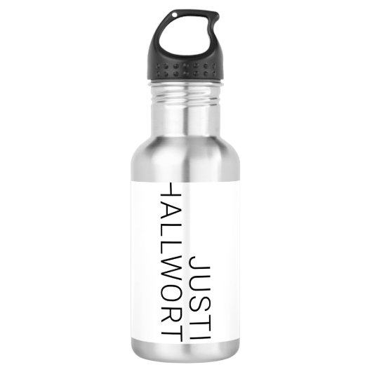 Bouteille D'eau Nom noir moderne en blanc (Devant)