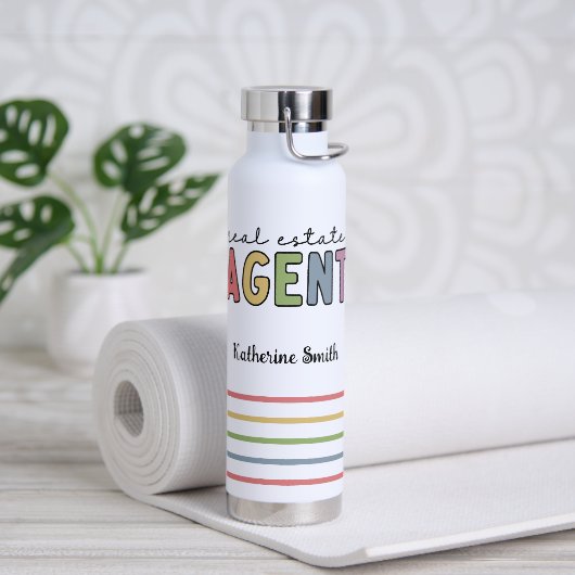 Bouteille D'eau Nom personnalisé Agent immobilier | Cadeaux immobi (Yoga)