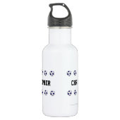 Bouteille D'eau Nom personnalisé, Bal de football, Blanc (Dos)