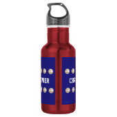 Bouteille D'eau Nom personnalisé, Baseball, Rouge et Bleu (Dos)