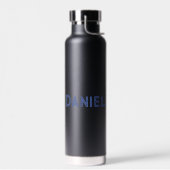 Bouteille D'eau Nom personnalisé bleu sur le noir (Gauche)