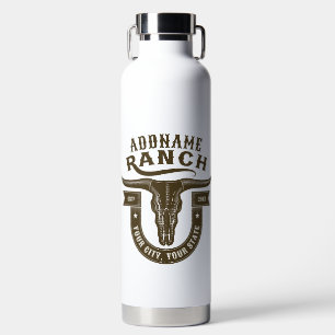 Bouteille D'eau NOM personnalisé Bull Steer Skull Western Ranch
