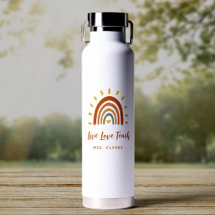 Bouteille D'eau Nom personnalisé de l'enseignant Merci Boho Rainbo