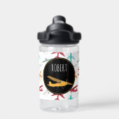 Bouteille D'eau Nom personnalisé du Motif d'avions (Salle de sport)