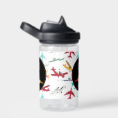 Bouteille D'eau Nom personnalisé du Motif d'avions (Arrière Complet)