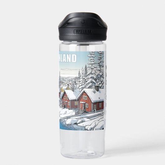 Bouteille D'eau Nom personnalisé Finlande Illustration hivernale (Arrière)