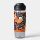 Bouteille D'eau Nom personnalisé Foxes et Motif de feuilles (Arrière)