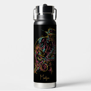 Bouteille D'eau Nom personnalisé Jazz Joueur coloré