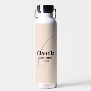 Bouteille D'eau Nom personnalisé Mariage moderne Champagne rose